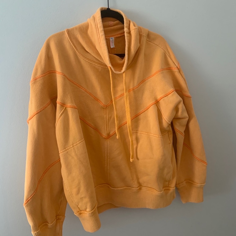Free People Orange Cowl Neck Sweatshirt